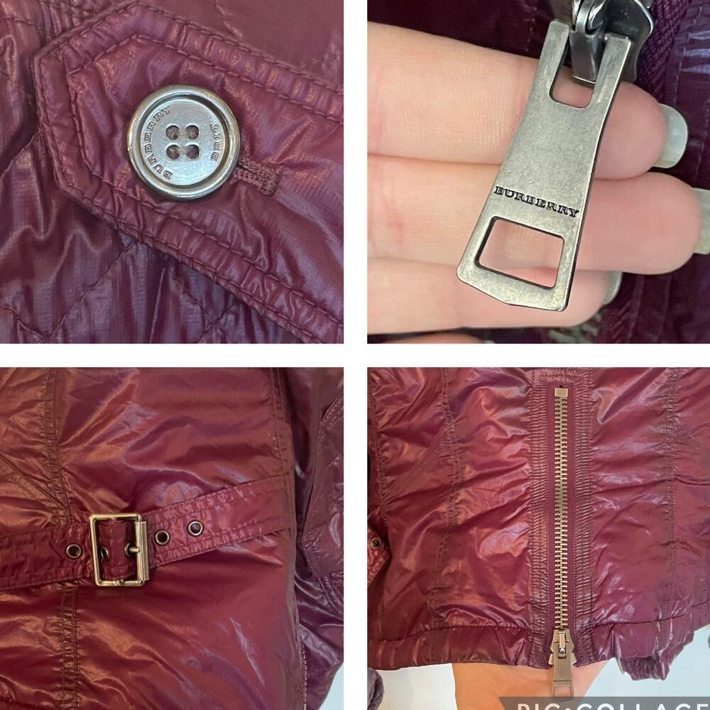 Burberry Brit Quilted Jacket Motorcycle Moto Plum Gunmetal Hardware US 14 - Picture 13 of 16
